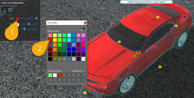 Changing the Color of Models or Objects